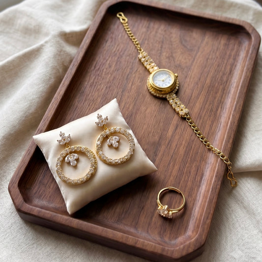 Watch+earrings+ring combo
