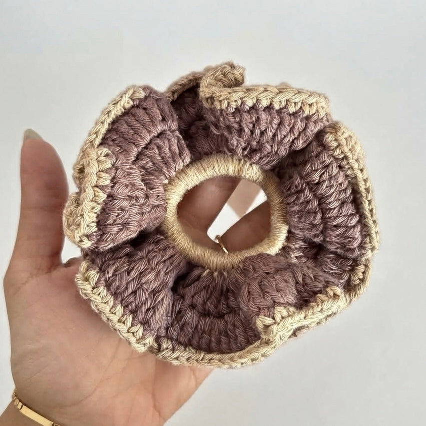 Grey+Brown scrunchie