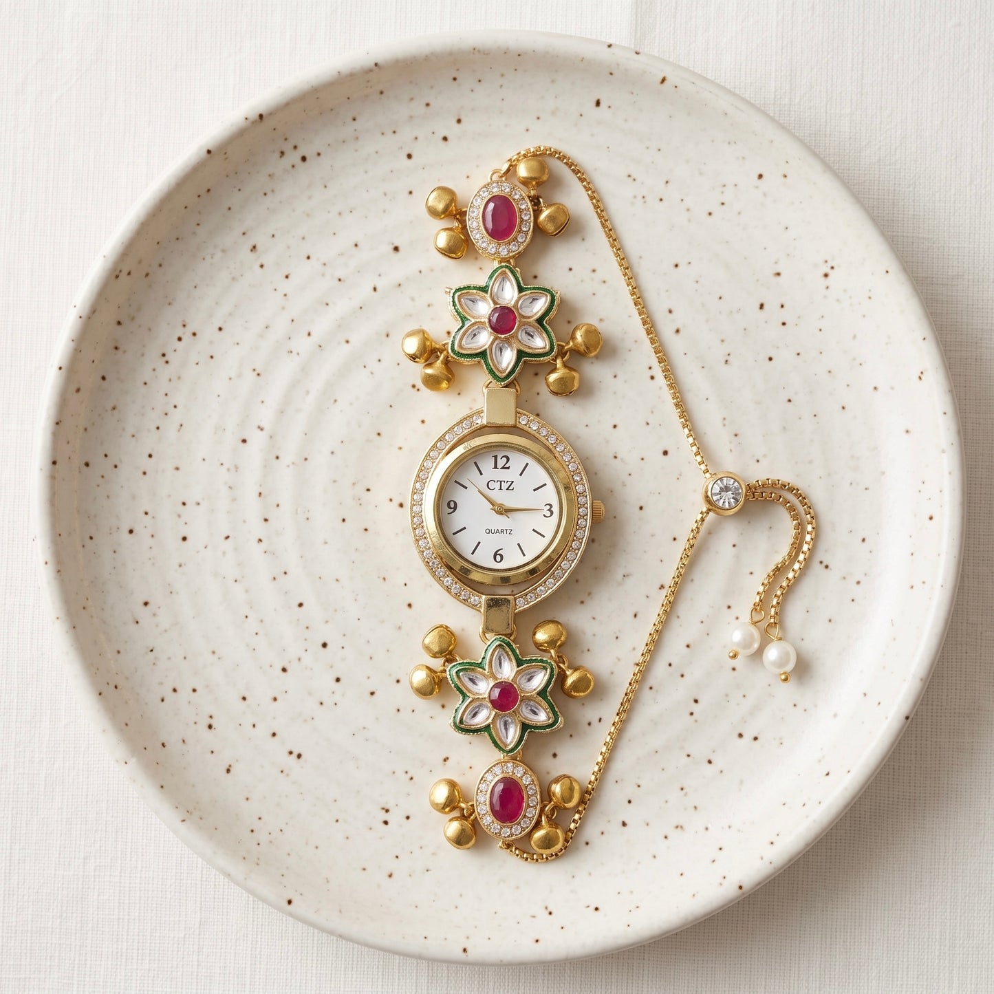 Oval kundan Watch for sister