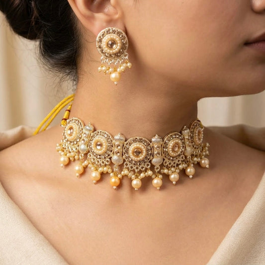 Golden moti choker set