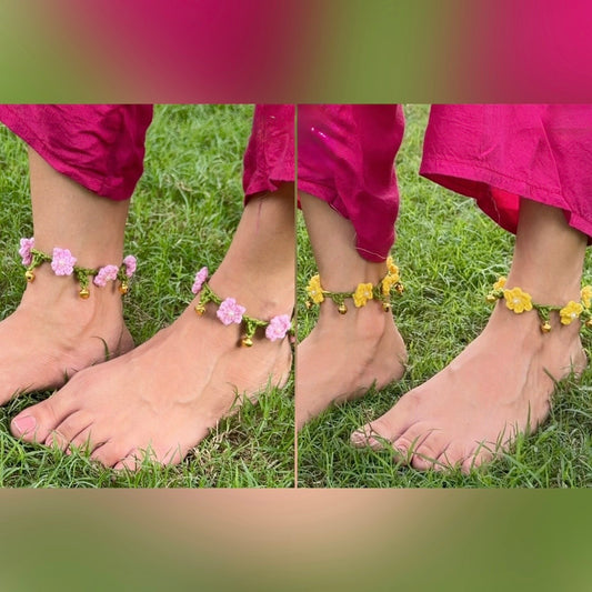 Pink+Marigold payal combo