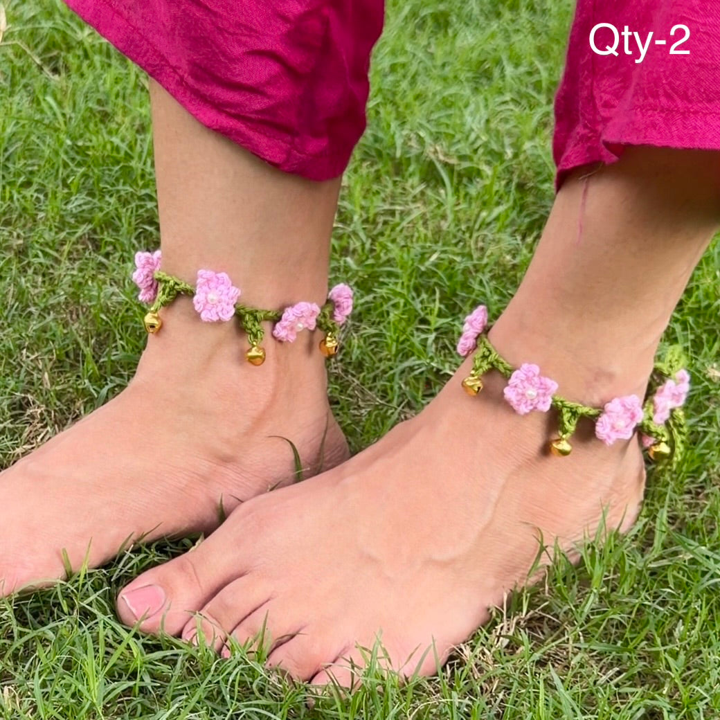 Pink payal+gajra
