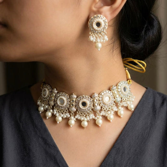 White moti choker set