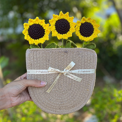 Sunflower Boho Basket