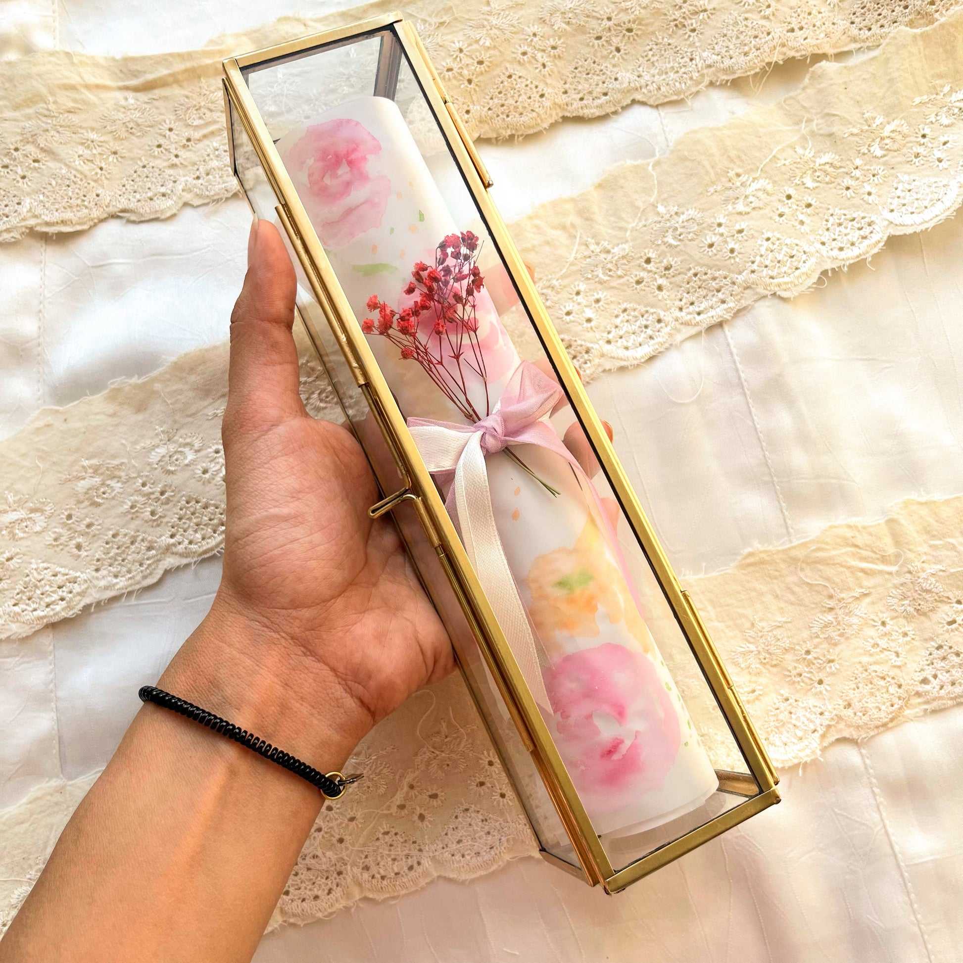 Letter in glass box