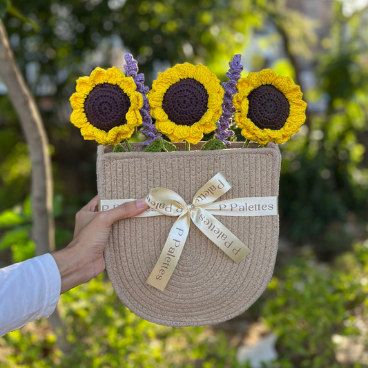 Sunflower Boho Basket